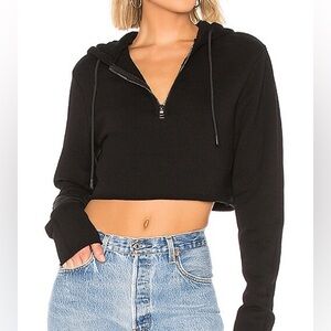 SO Black Half Zip Cropped Hoodie